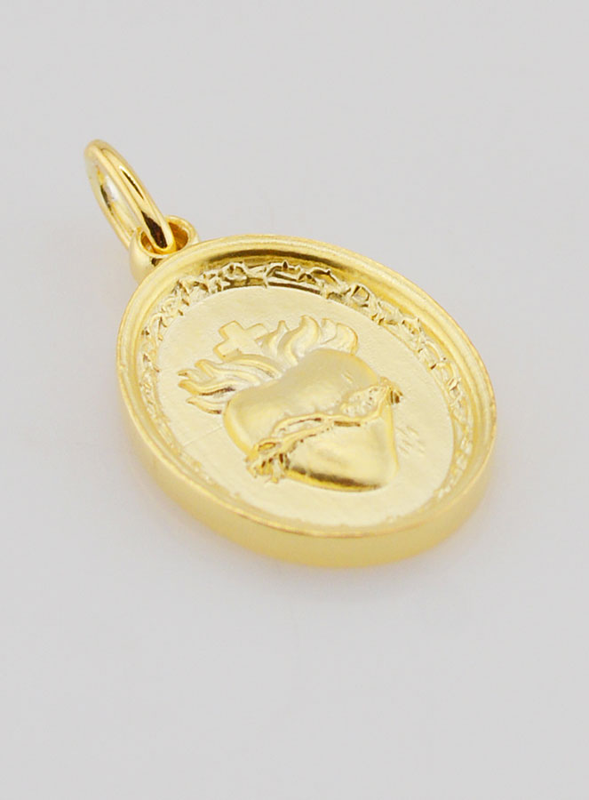 Médaille Plaqué Or Sacré Coeur de Jésus - 19mm (pic 3)