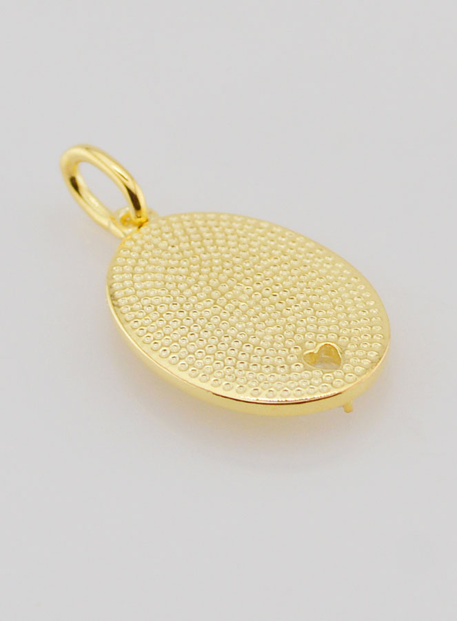 Médaille Plaqué Or & Zircon Sacré Coeur de Marie - 19mm (pic 4)