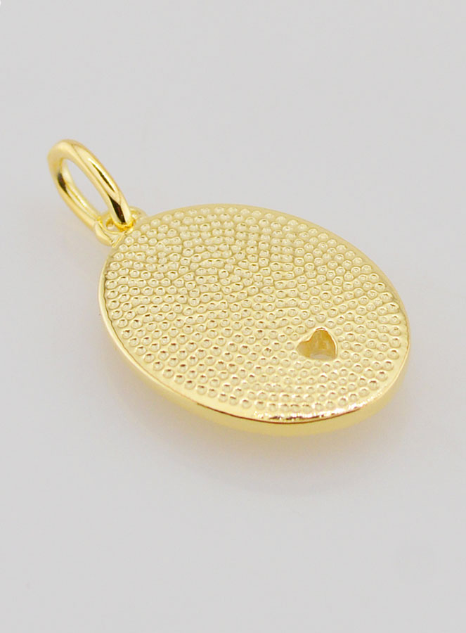 Médaille Plaqué Or & Zircon Sacré Coeur de Jésus - 19mm (pic 4)