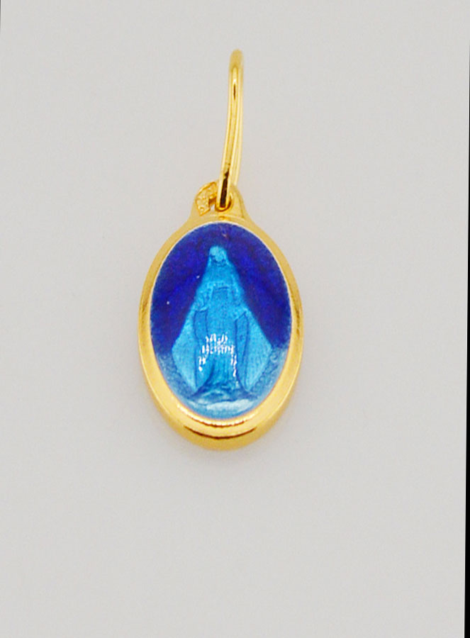 Médaille Miraculeuse en Argent Doré & Email - 10mm (pic 1)