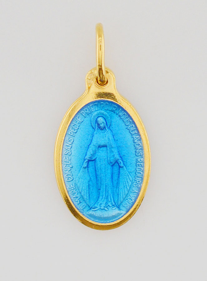 Médaille Miraculeuse Email Bleu - 17mm (pic 1)