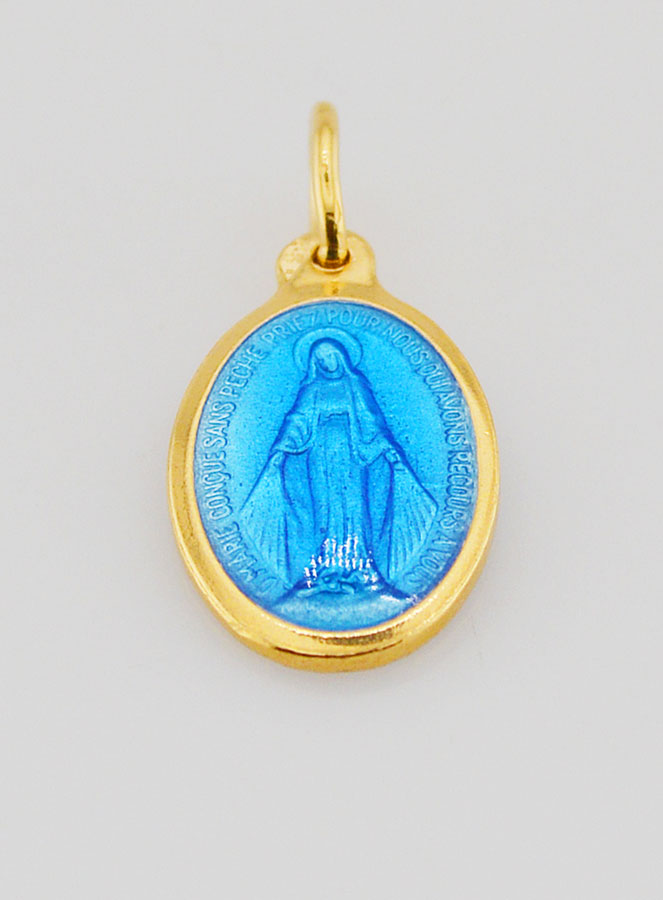 Médaille Miraculeuse Email Bleu - 17mm (pic 2)