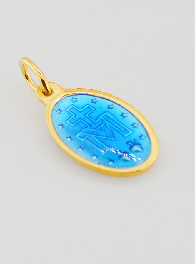 Médaille Miraculeuse Email Bleu - 17mm (pic 4)