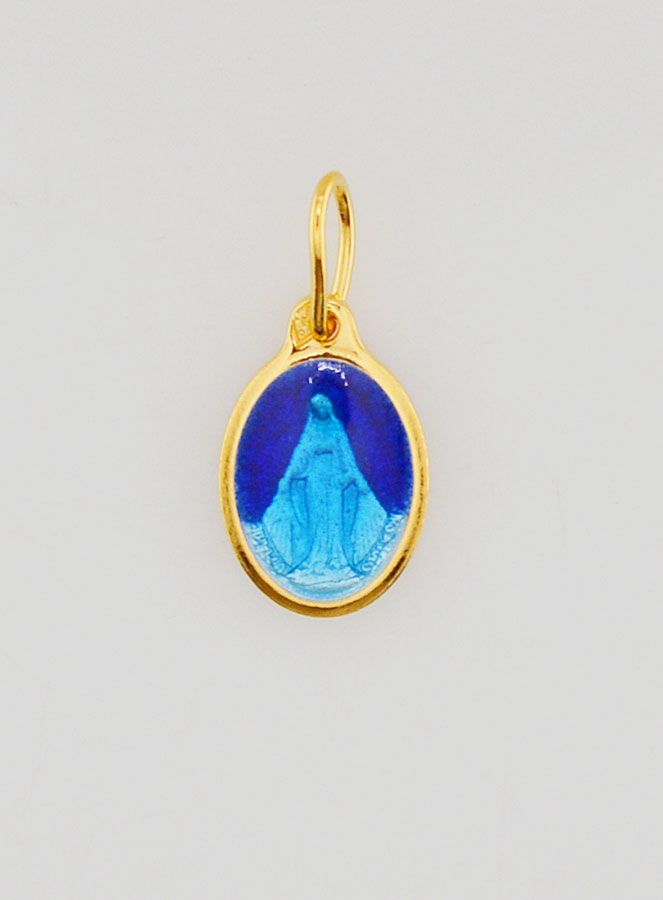Médaille Miraculeuse Email Bleu - 10mm (pic 1)