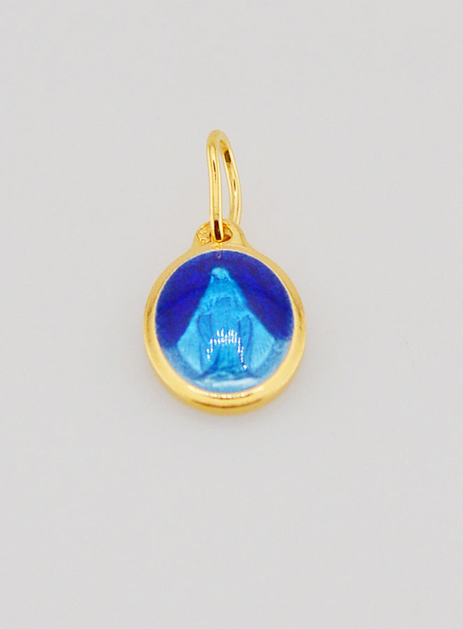 Médaille Miraculeuse Email Bleu - 10mm (pic 2)