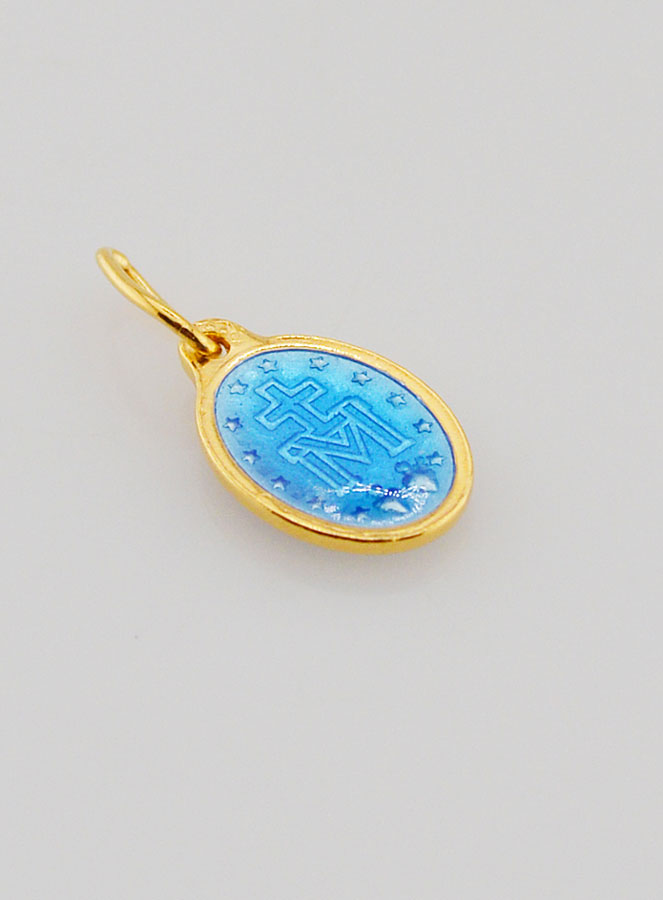 Médaille Miraculeuse Email Bleu - 10mm (pic 4)
