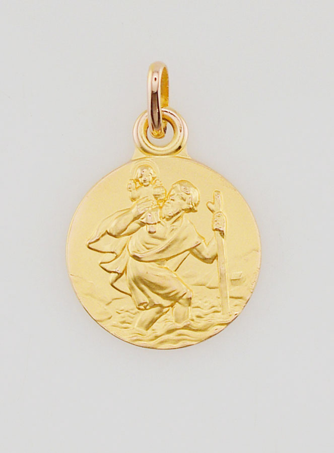 Médaille Plaqué Or Saint Christophe - 14mm (pic 1)