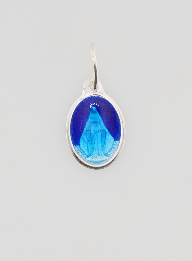 Médaille Miraculeuse Agent & Email Bleu - 10mm (pic 1)