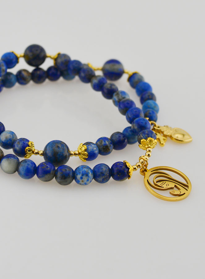 Chapelet en Lapis Lazuli - Vierge Marie & Ex Voto (pic 4)