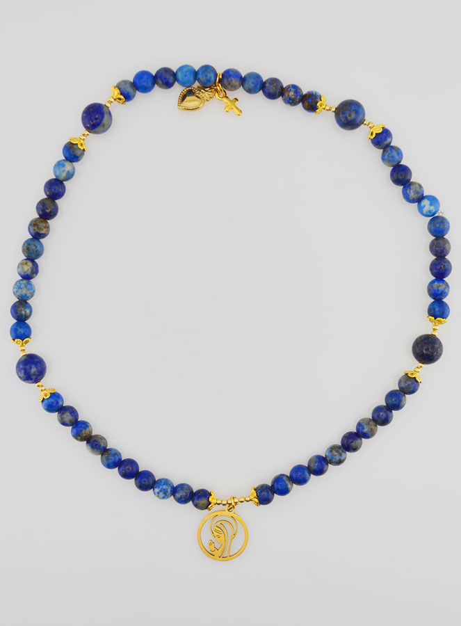Bracelet Chapelet en Lapis Lazuli - Vierge Marie & Ex Voto (pic 1)