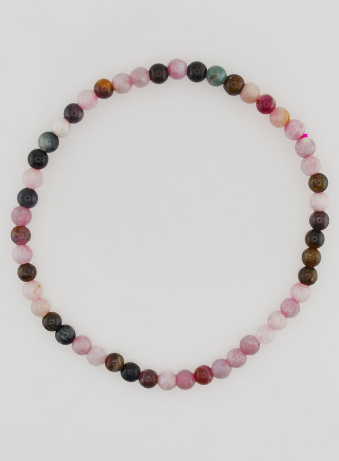 Bracelet en Pierre Naturelle de Tourmaline Multicolore - 4mm (pic 1)