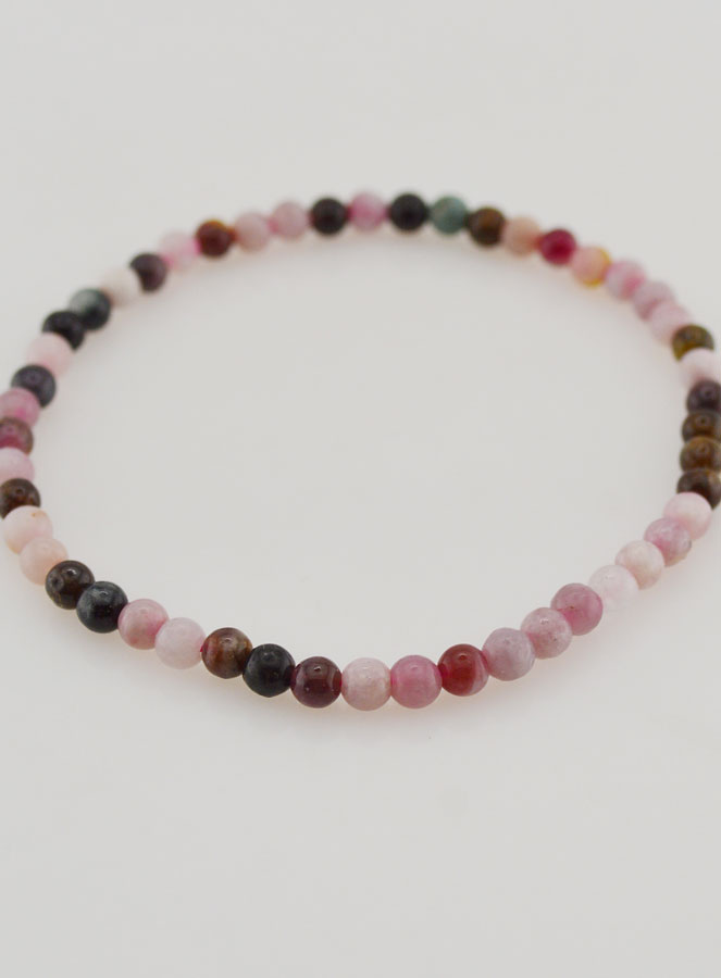 Bracelet en Pierre Naturelle de Tourmaline Multicolore - 4mm (pic 2)