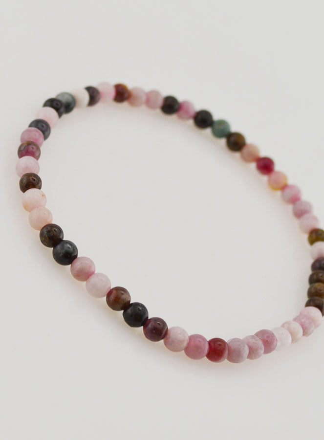 Bracelet en Pierre Naturelle de Tourmaline Multicolore - 4mm (pic 3)