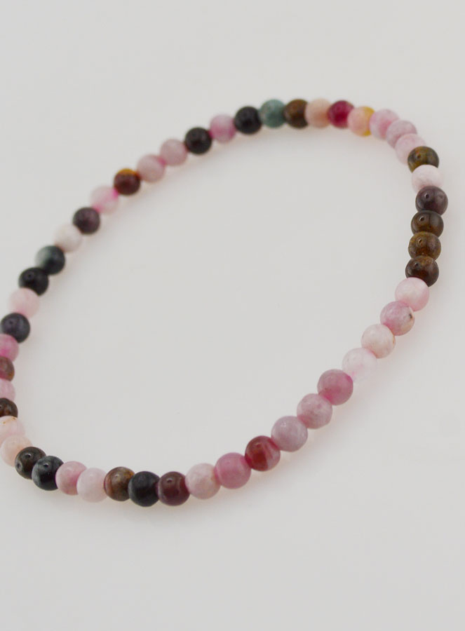 Bracelet en Pierre Naturelle de Tourmaline Multicolore - 4mm (pic 4)