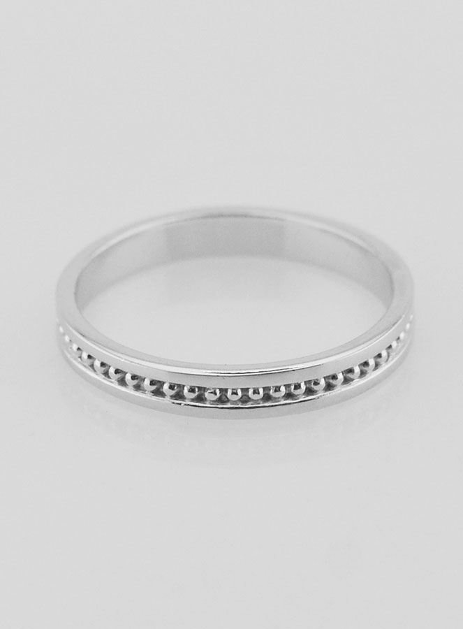 Bague Alliance en Argent Massif Ciselé - T54 (pic 1)