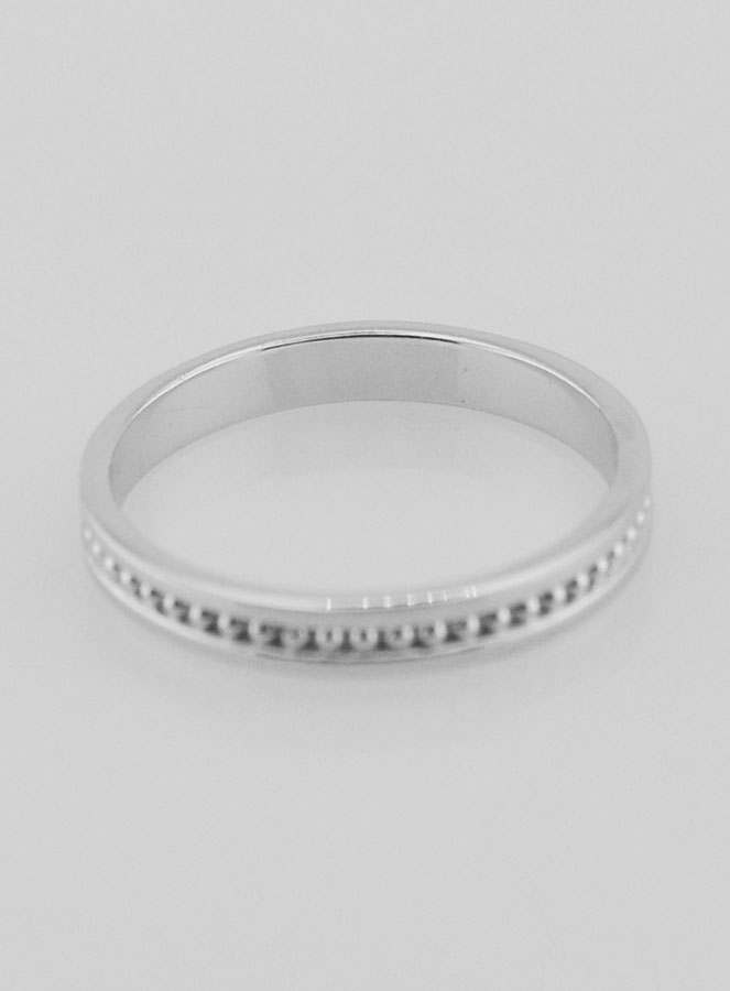 Bague Alliance en Argent Massif Ciselé - T54 (pic 4)
