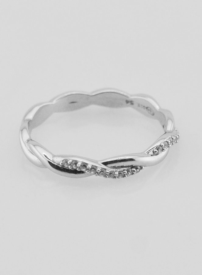 Bague Alliance Entrelacée en Argent Massif - T54 (pic 1)