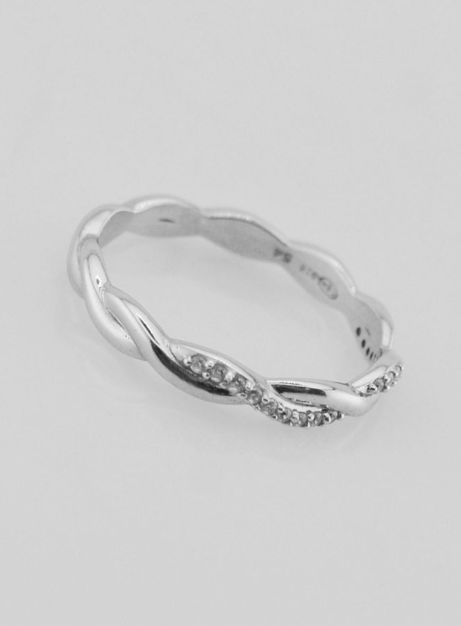 Bague Alliance Entrelacée en Argent Massif - T54 (pic 2)