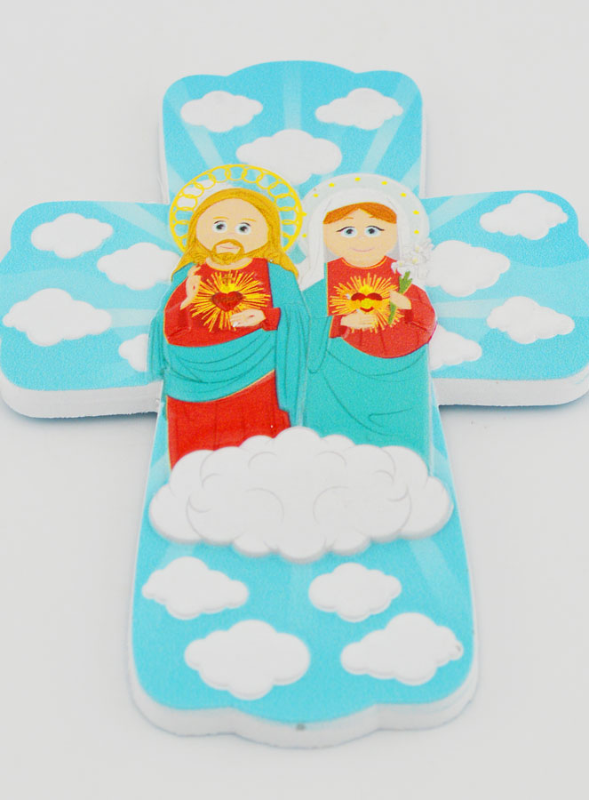 Croix Enfant à Suspendre - Sacrés Coeurs de Jésus & Marie (pic 2)