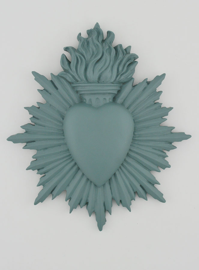 Ex Voto Mural Coeur Rayonnant 17cm - Sauge (pic 1)