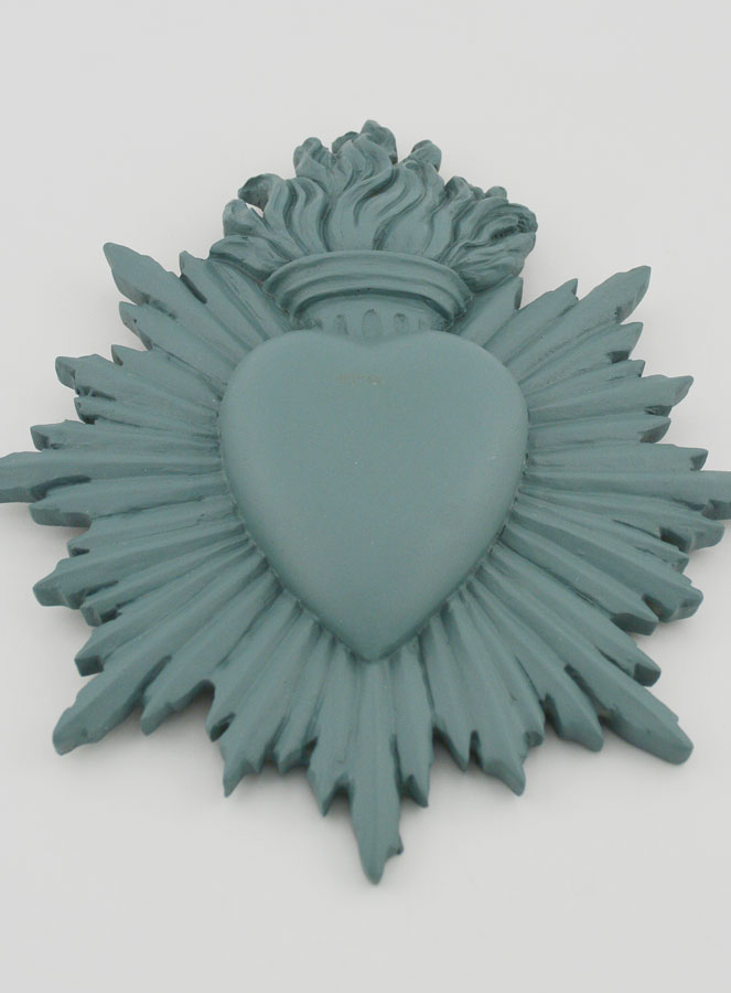 Ex Voto Mural Coeur Rayonnant 17cm - Sauge (pic 2)