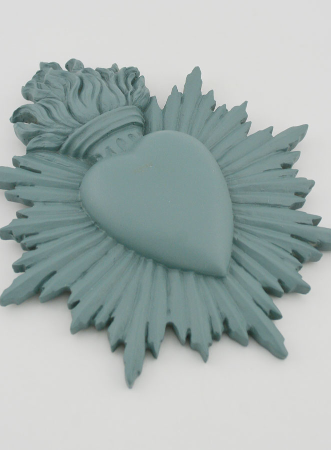 Ex Voto Mural Coeur Rayonnant 17cm - Sauge (pic 3)