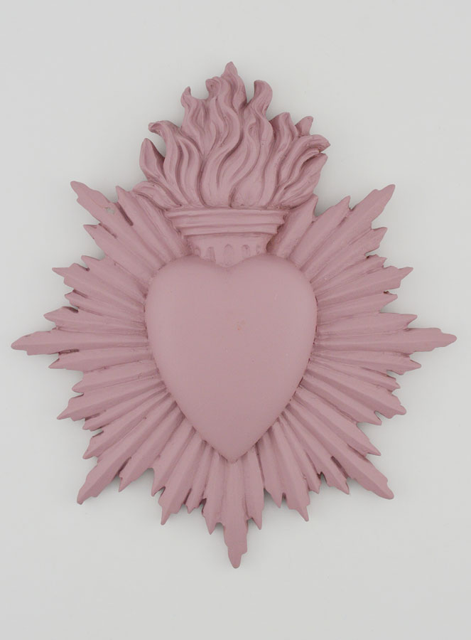 Ex Voto Mural Coeur Rayonnant 17cm - Rose (pic 1)