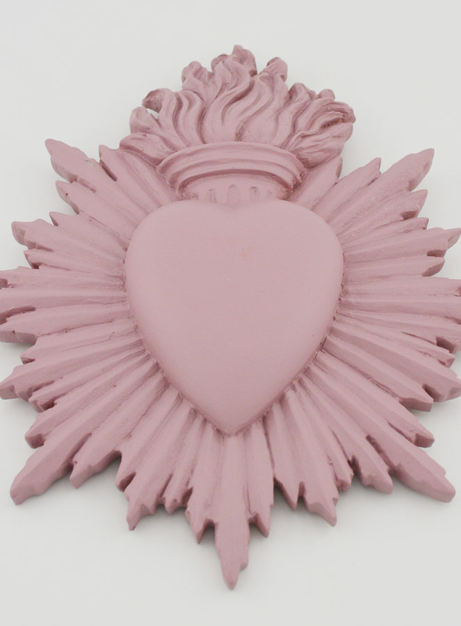 Ex Voto Mural Coeur Rayonnant 17cm - Rose (pic 2)