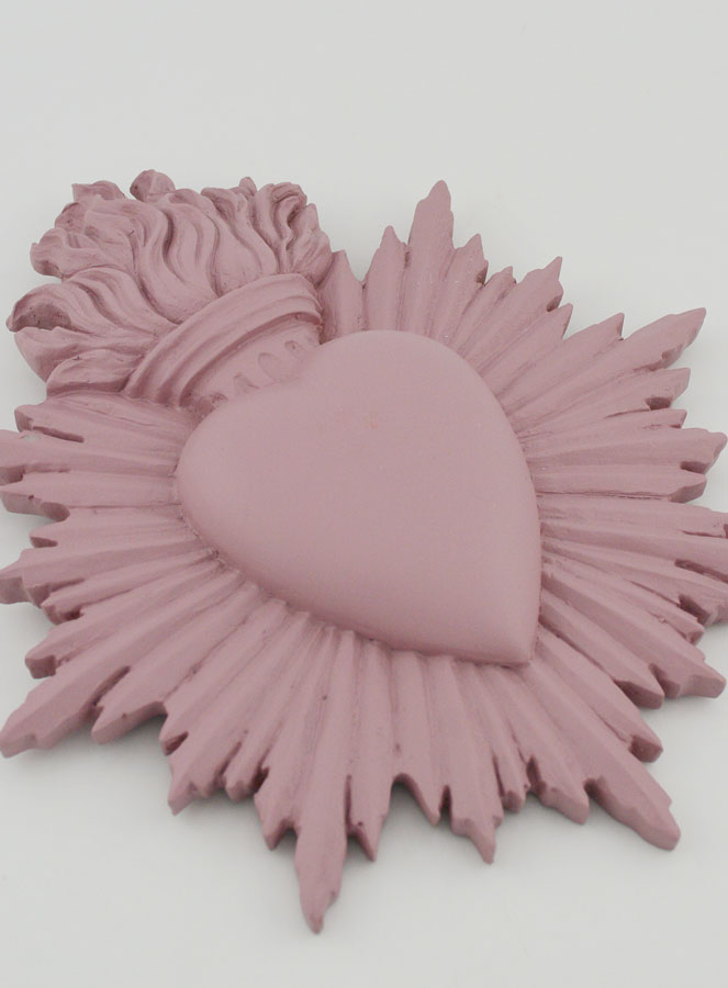 Ex Voto Mural Coeur Rayonnant 17cm - Rose (pic 3)