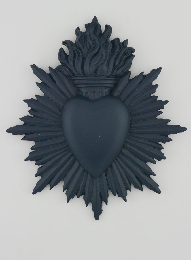 Ex Voto Mural Coeur Rayonnant 17cm - Bleu Gris (pic 1)