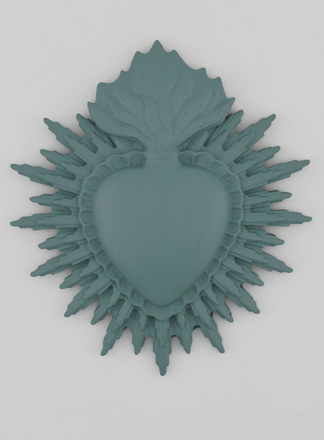 Ex Voto Mural Coeur Rayonnant 11cm - Sauge (pic 1)