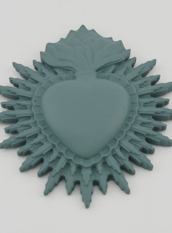 Ex Voto Mural Coeur Rayonnant 11cm - Sauge (pic 2)