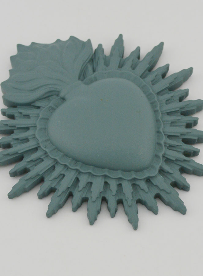 Ex Voto Mural Coeur Rayonnant 11cm - Sauge (pic 3)