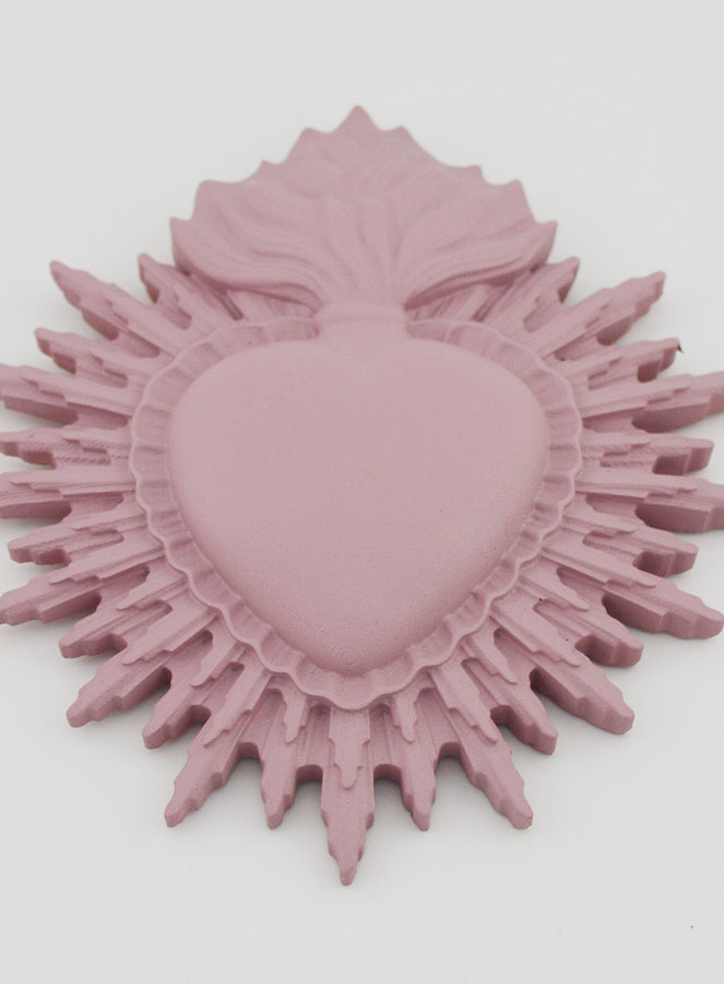 Ex Voto Mural Coeur Rayonnant 11cm - Rose (pic 2)