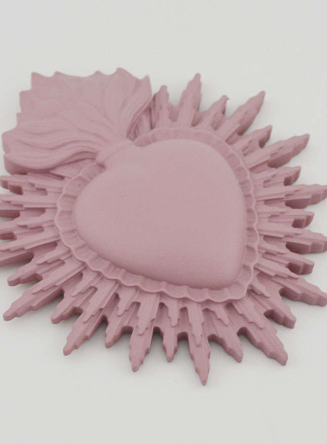 Ex Voto Mural Coeur Rayonnant 11cm - Rose (pic 3)