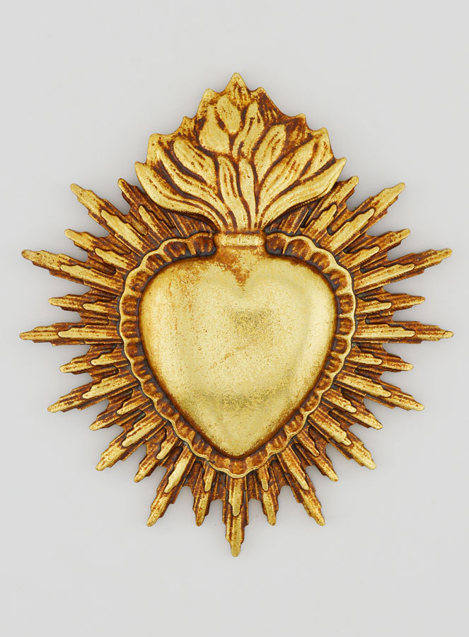 Ex Voto Mural Coeur Rayonnant 11cm - Or (pic 1)