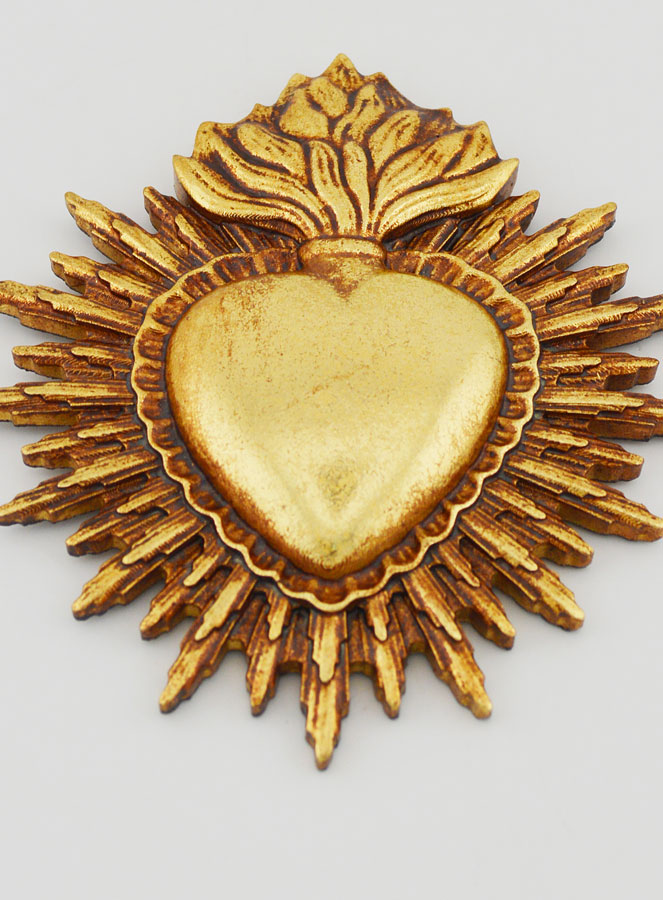 Ex Voto Mural Coeur Rayonnant 11cm - Or (pic 2)