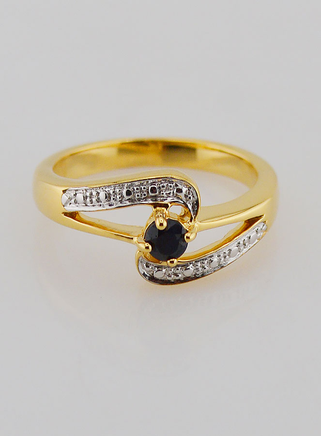Bague Plaqué Or Saphir & Zircons - T54 (pic 1)