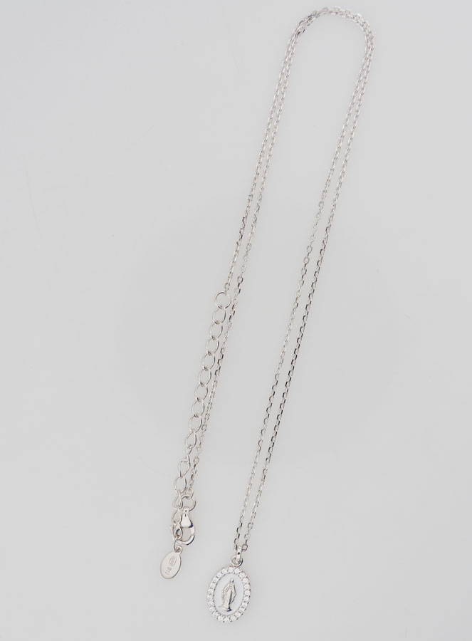 Collier Vierge Miraculeuse Argent & Email Blanc (pic 2)