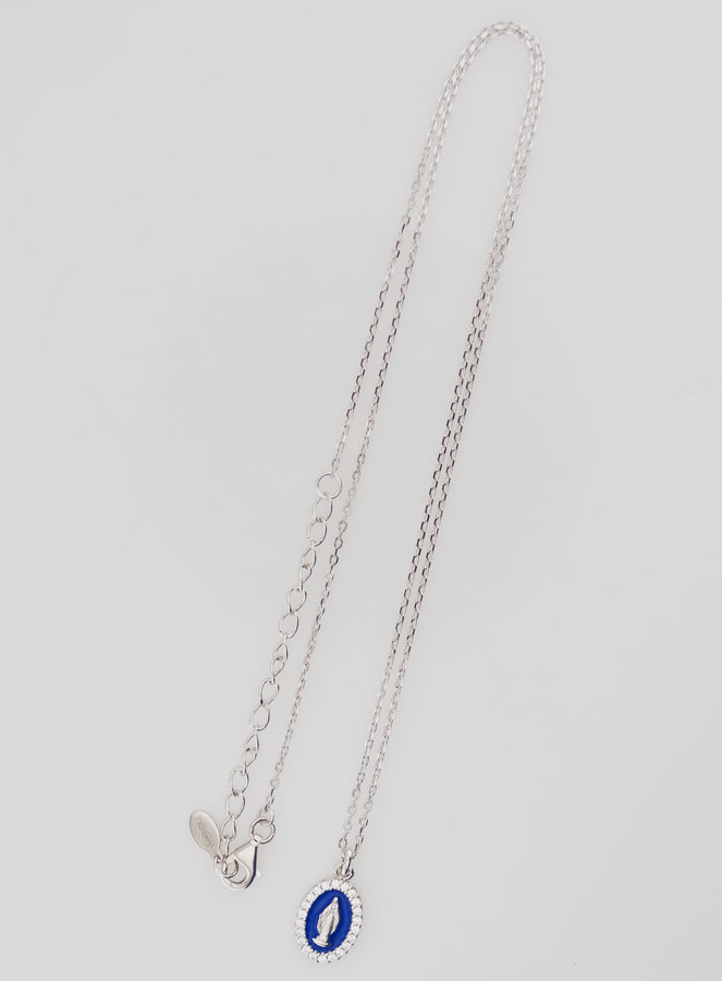 Collier Vierge Miraculeuse Argent & Email Marine (pic 2)