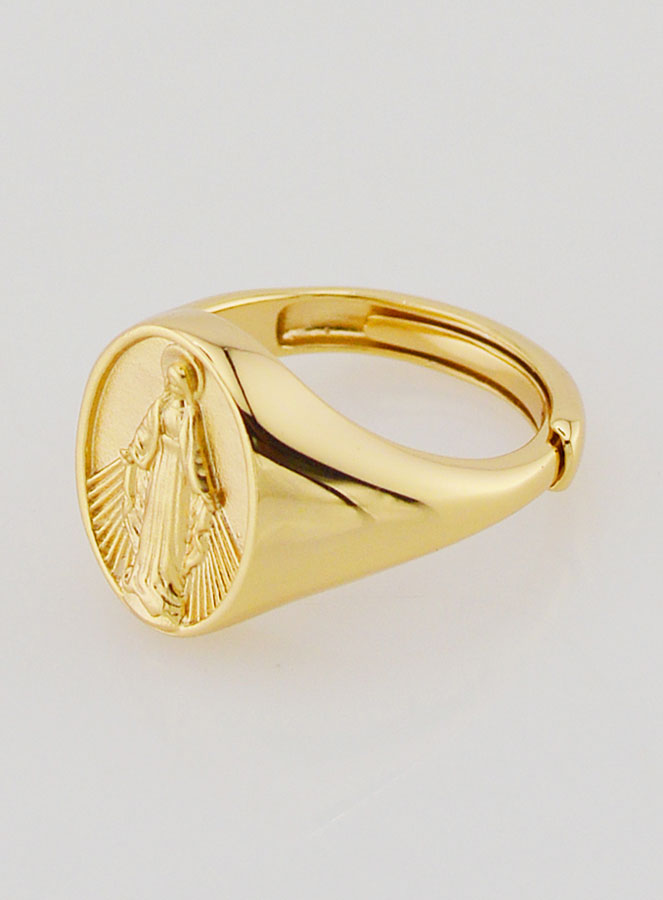 Bague Chevalière Miraculeuse en Argent Doré - T46 à 52 (pic 2)