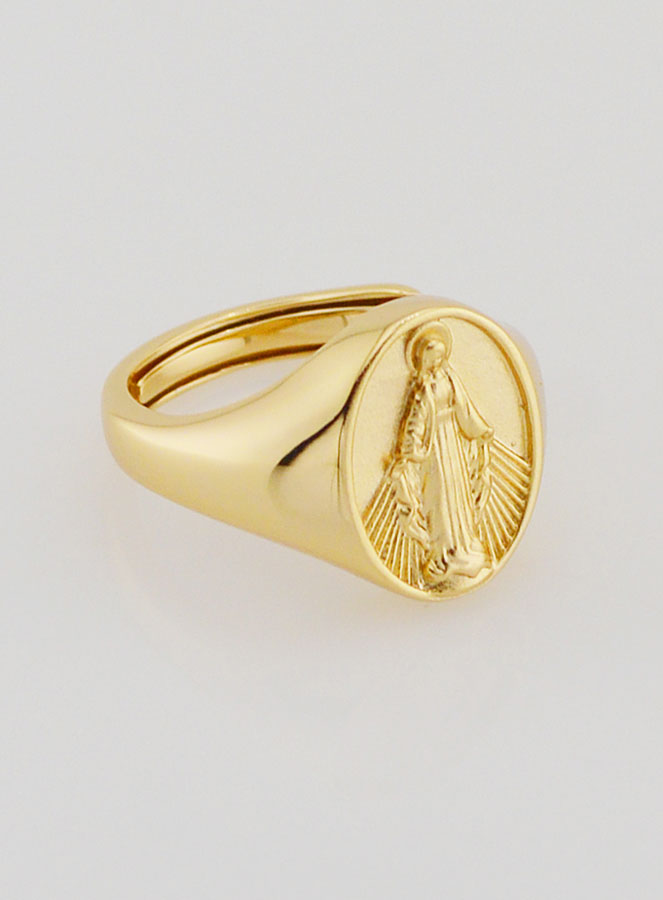 Bague Chevalière Miraculeuse en Argent Doré - T46 à 52 (pic 3)