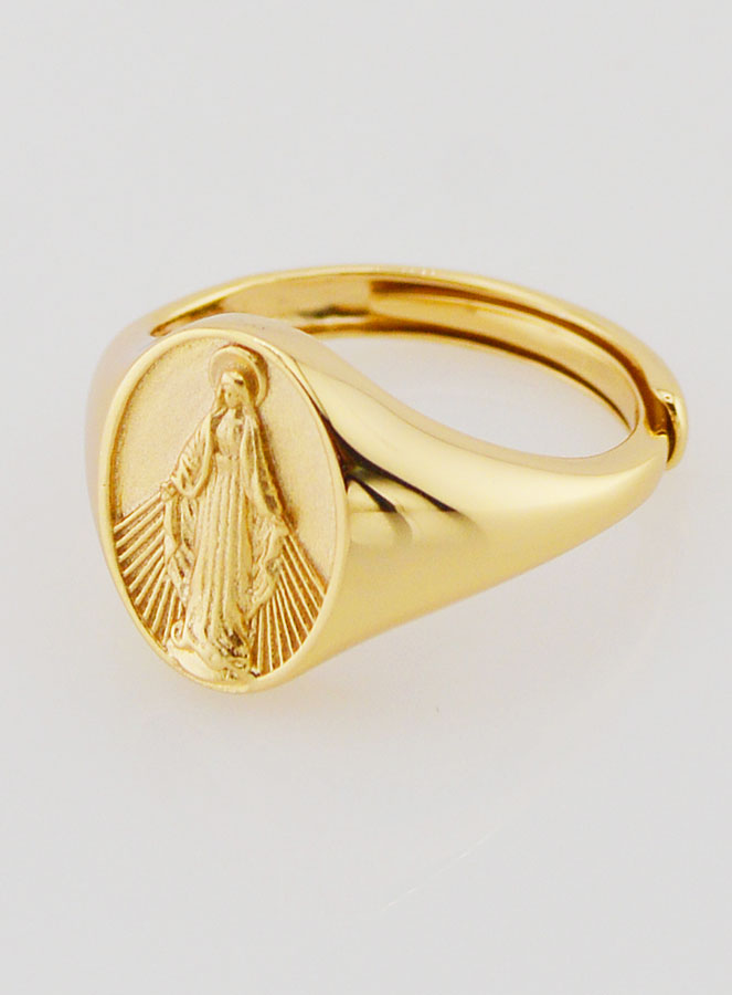 Bague Chevalière Miraculeuse en Argent Doré - T52 à 56 (pic 2)