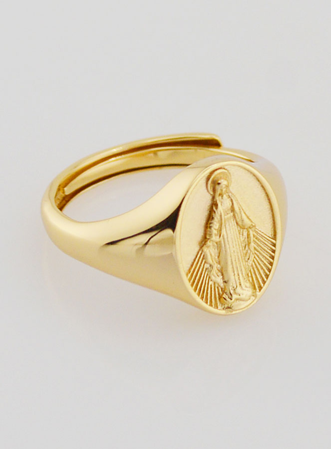 Bague Chevalière Miraculeuse en Argent Doré - T52 à 56 (pic 3)