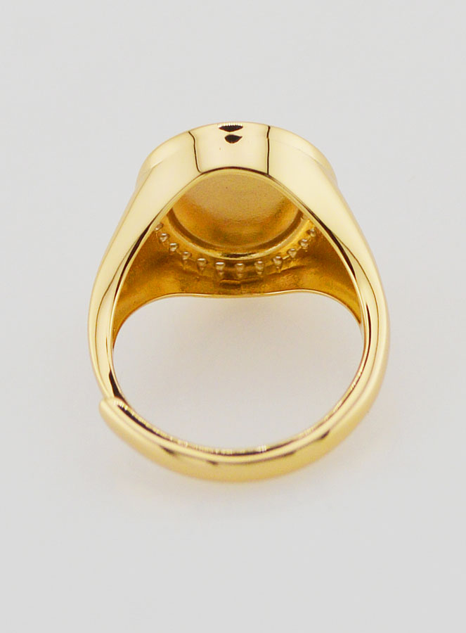 Bague Chevalière Miraculeuse Argent Doré & Zircons - T52 à 56 (pic 4)