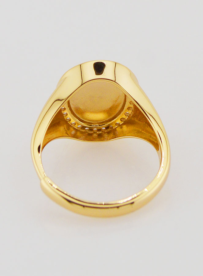 Bague Chevalière Miraculeuse Argent Doré & Zircons - T58 à 62 (pic 4)