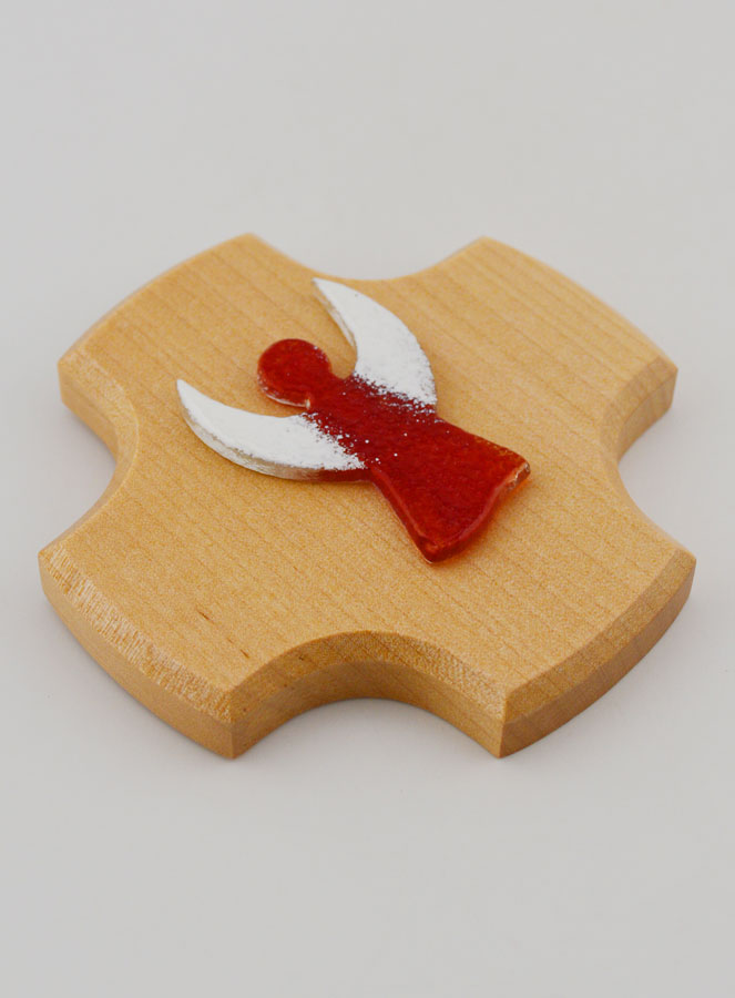 Croix en Bois d'Erable & Ange Protecteur en Verre (pic 3)