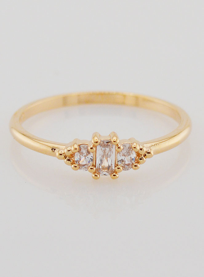 Bague Plaqué Or Trinité en Zircons - T58 (pic 1)