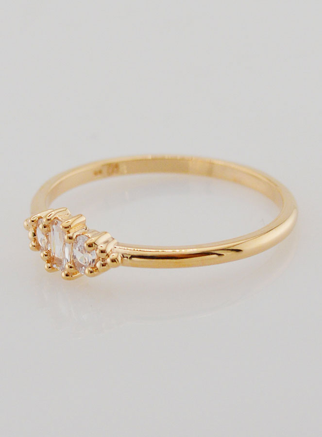 Bague Plaqué Or Trinité en Zircons - T58 (pic 2)