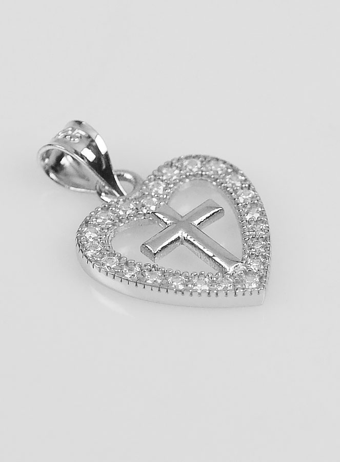 Pendentif Croix Coeur en Argent 925 - 16mm (pic 3)